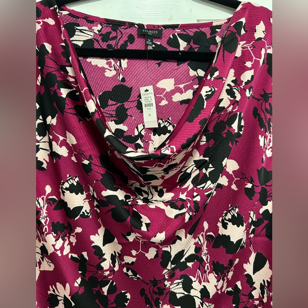 Talbots Satin Cowl-Neck Shell Silhouette Roses - Picture 4 of 10